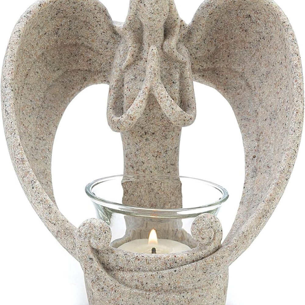 Gifts & Decor Zingz & Thingz Hear My Prayer Collection Resin Candle Tealight Hol